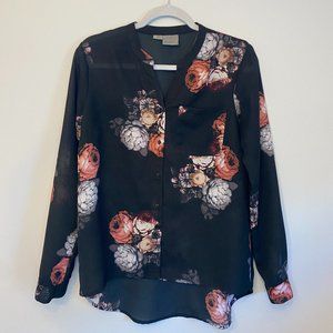 Vero Moda Semi-Sheer Black Floral Blouse in Medium